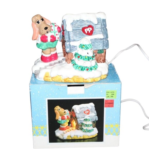 Vintage 80's Pound Puppies Nose Marie Ceramic Lighted Christmas Village House - Picture 2 of 4